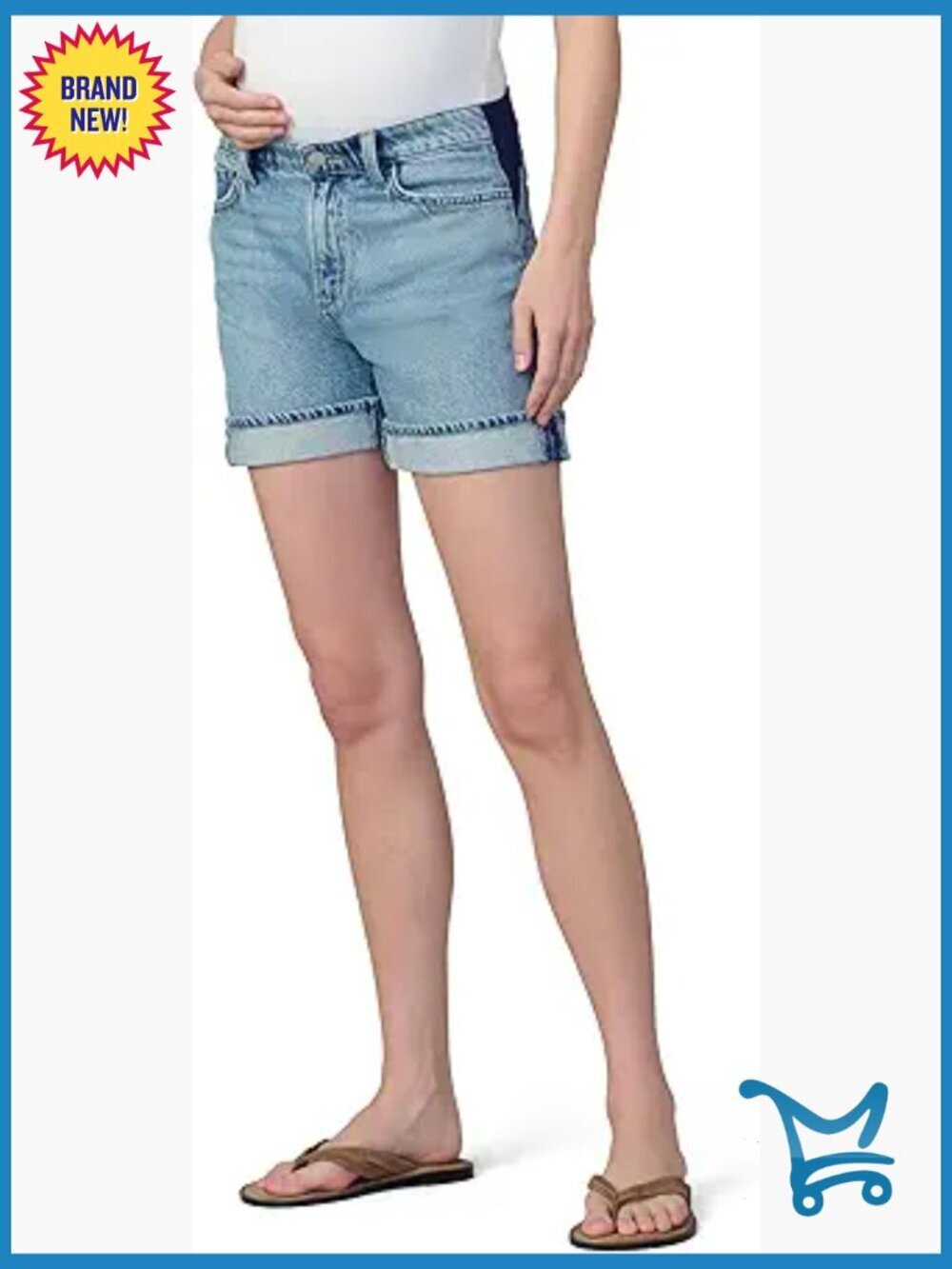 Maternity Denim Shorts with Stretch High Rise Relaxed Fit